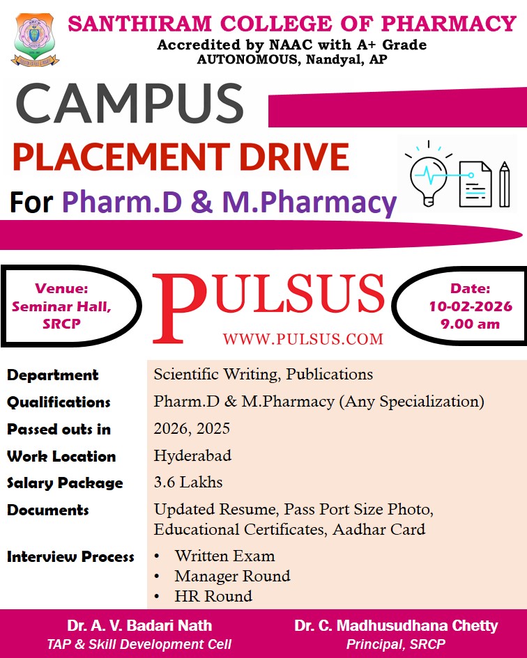 Campus Placement drive by Pulses Company